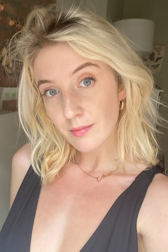 person wearing natural makeup