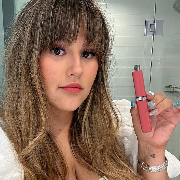 reece wearing the le matte resistance liquid lipstick