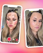 collage of reece trying the tiktok dot contour filter