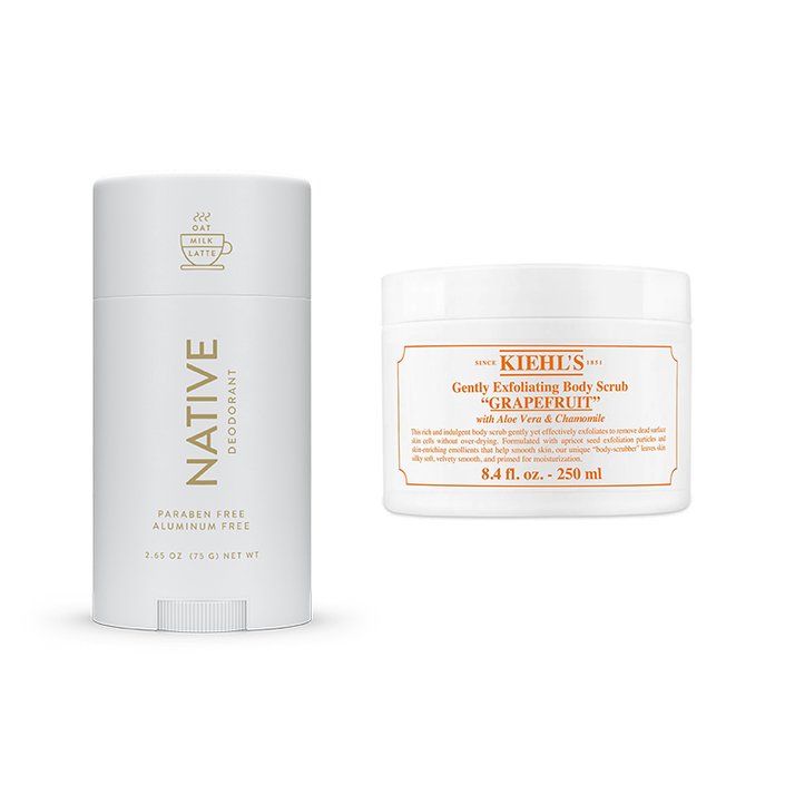 Kiehl’s Gently Exfoliating Body Scrub + Native Oat Milk Latte Deodorant