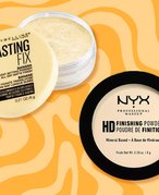 Collage of banana powders on a graphic background